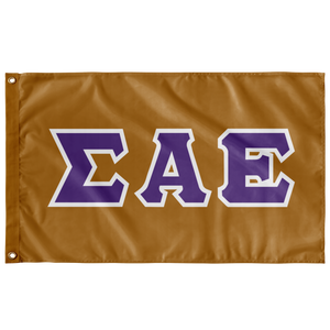Sigma Alpha Epsilon Greek Block Flag - SAE Gold, SAE Purple & White