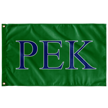 Load image into Gallery viewer, Rho Epsilon Kappa Greek Flag -  Kelly Green, Royal Blue &amp; White