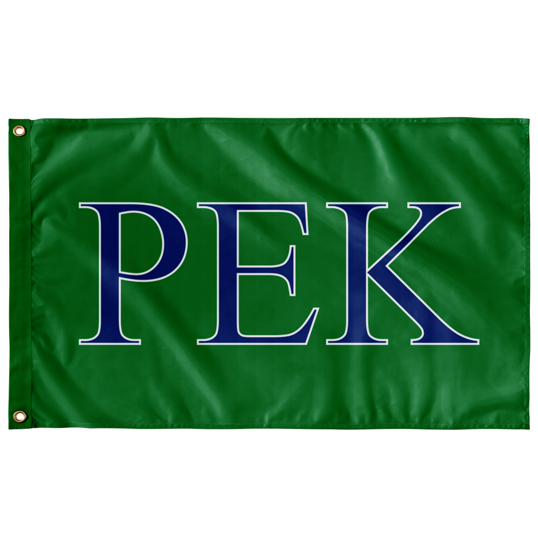 Rho Epsilon Kappa Greek Flag -  Kelly Green, Royal Blue & White