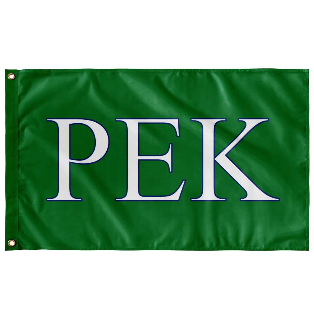 Rho Epsilon Kappa Greek Flag -  Kelly Green, White & Royal Blue