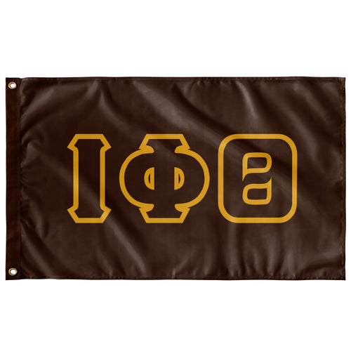 Iota Phi Theta Greek Block Banner - Brown & Light Gold