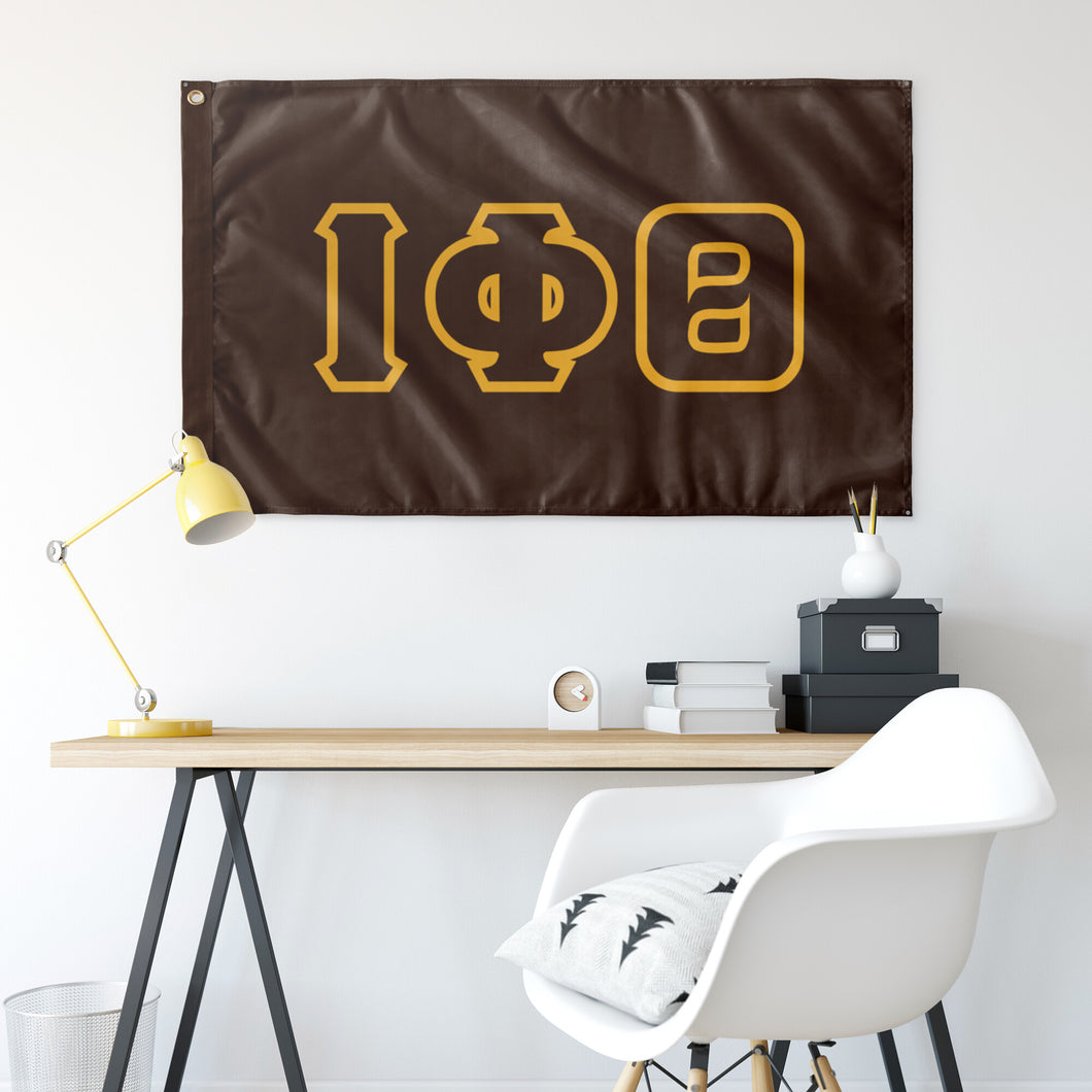 Iota Phi Theta Greek Block Banner - Brown & Light Gold