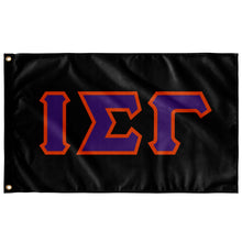 Load image into Gallery viewer, Iota Sigma Gamma Greek Block Flag -  Black, Purple &amp; Orange