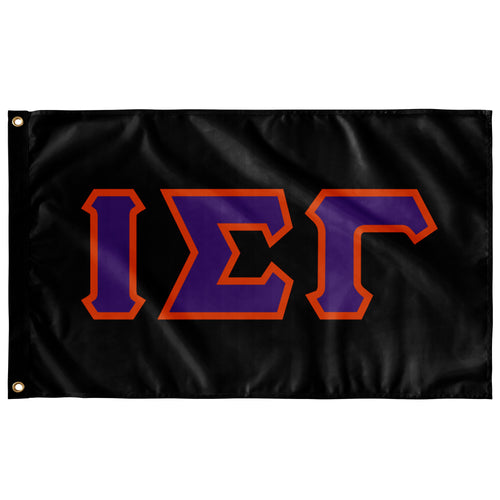 Iota Sigma Gamma Greek Block Flag -  Black, Purple & Orange