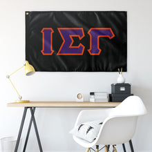 Load image into Gallery viewer, Iota Sigma Gamma Greek Block Flag -  Black, Purple &amp; Orange