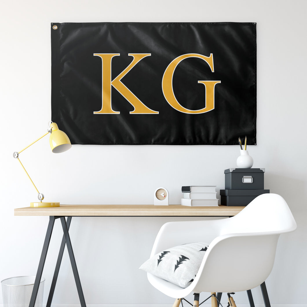 KG Custom Flag - Black, Light Gold & White