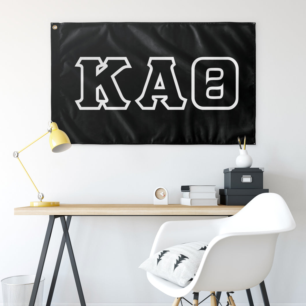 Kappa Alpha Theta Greek Block Flag - Black & White