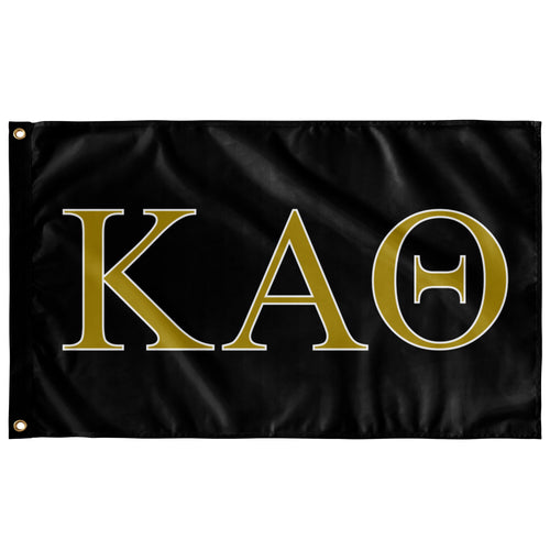 Kappa Alpha Theta Sorority Flag - Black, Light Old Gold & White