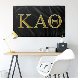 Kappa Alpha Theta Sorority Flag - Black, Light Old Gold & White