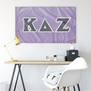 Kappa Delta Zeta Sorority Flag - Lavender, Metal & White
