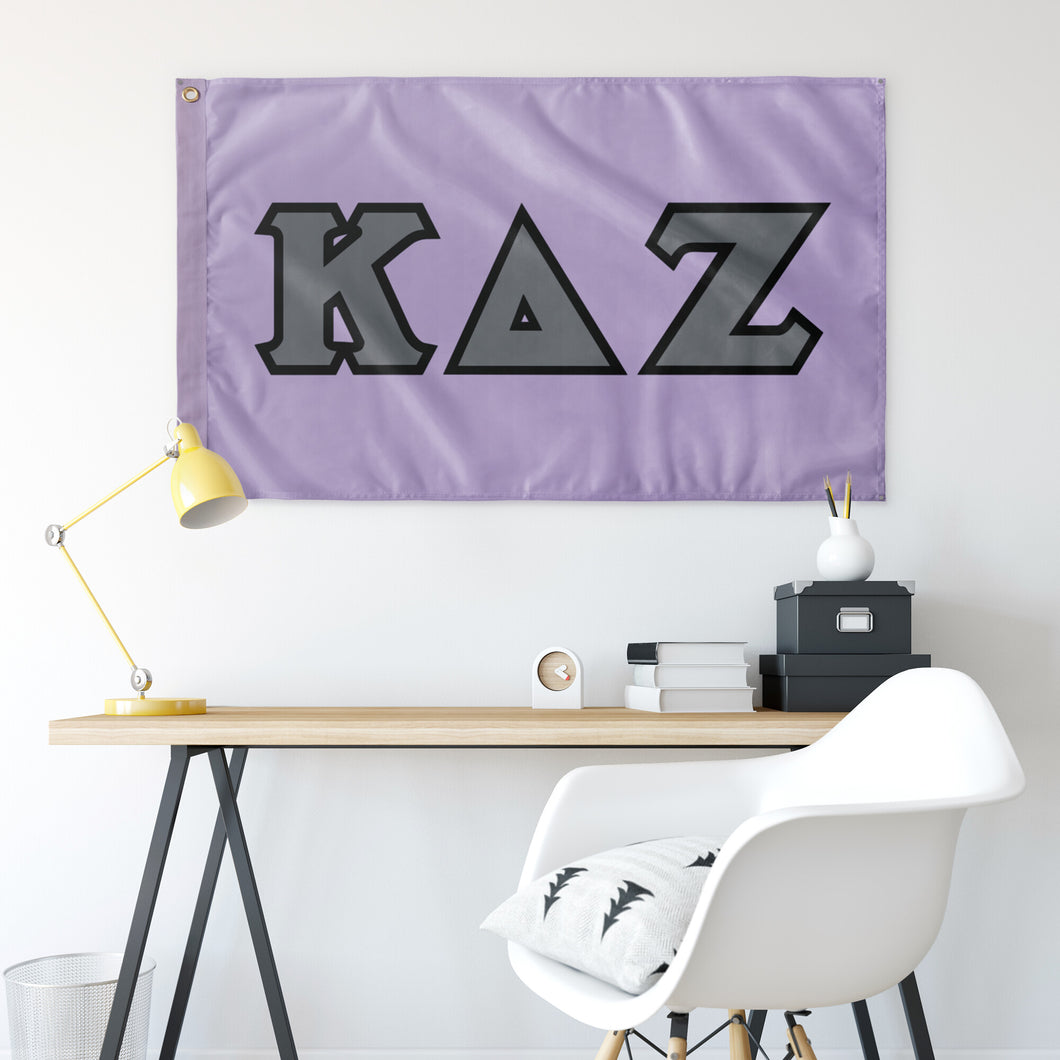 Kappa Delta Zeta Sorority Flag - Lavender, Metal & Black