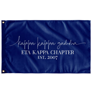 Kappa Kappa Gamma Eta Kappa Chapter Sorority Script Flag - Royal & White