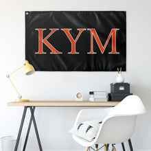 Load image into Gallery viewer, Kappa Upsilon Mu Fraternity Flag - Black, Orange &amp; White