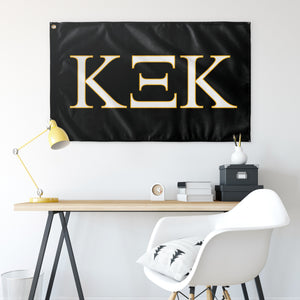 Kappa Xi Kappa Fraternity Flag - Black, White & Gold