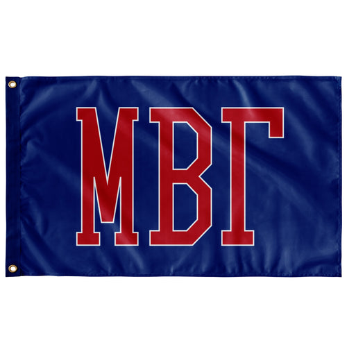 Mu Beta Gamma Collegiate Block Greek Flag - Royal, Red & White