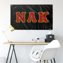 Load image into Gallery viewer, Nu Alpha Kappa Greek Block Flag - Black, Red &amp; Light Old Gold