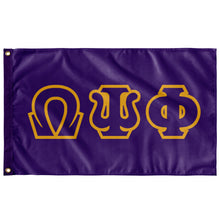 Load image into Gallery viewer, Omega Psi Phi Greek Block Banner - Purple &amp; Light Gold