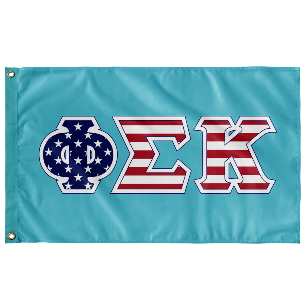 Phi Sigma Kappa American Flag - Turquoise