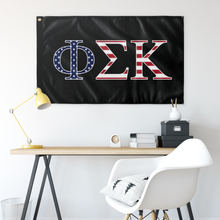 Load image into Gallery viewer, Phi Sigma Kappa Black USA Wall Flag - Greek Gifts