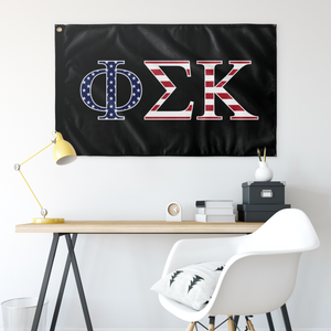 Phi Sigma Kappa Black USA Wall Flag - Greek Gifts