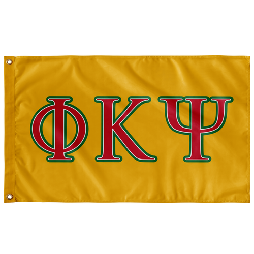 Phi Kappa Psi Greek Letters Flag - Yellow, Red, White & Green