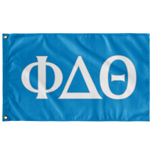 Load image into Gallery viewer, Phi Delta Theta Fraternity Flag - Bright Blue, White &amp; Silver