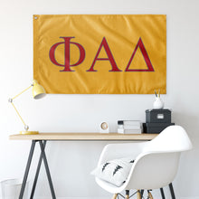 Load image into Gallery viewer, Phi Alpha Delta Fraternity Flag - Light Gold, Red &amp; Metal