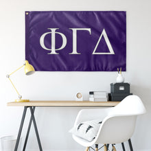 Load image into Gallery viewer, Phi Gamma Delta Fraternity Flag - Purple, White &amp; Silver Grey