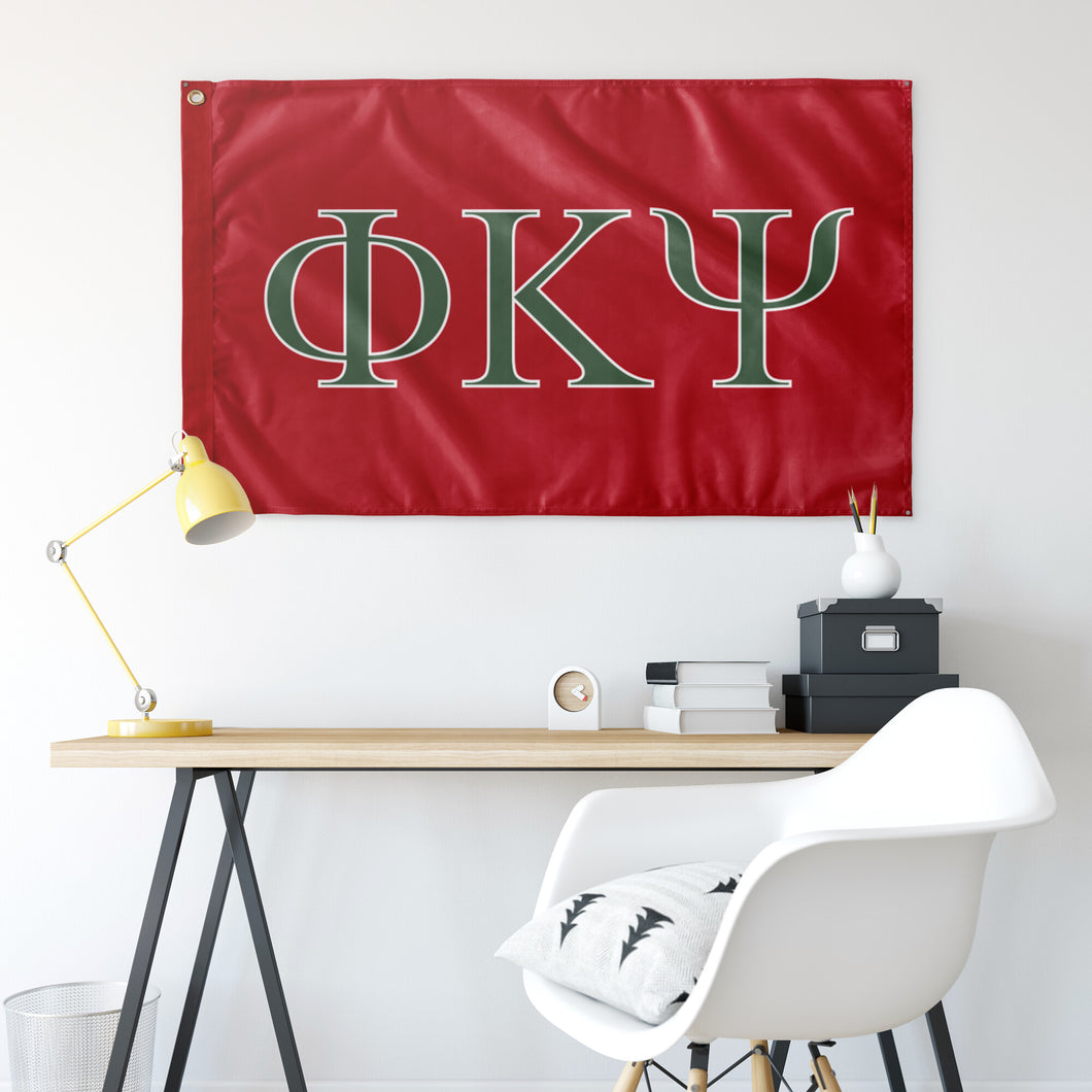 Phi Kappa Psi Fraternity Flag - Red, Asparagus & White