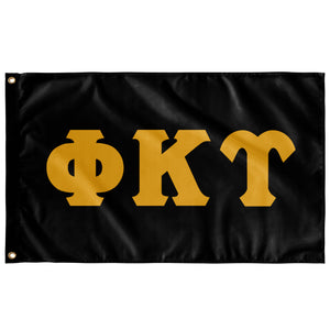 Phi Kappa Upsilon Greek Block Flag - Black & Light Gold