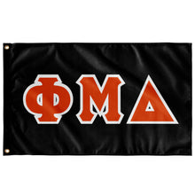 Load image into Gallery viewer, Phi Mu Delta Greek Block Flag - Black, Orange &amp; White