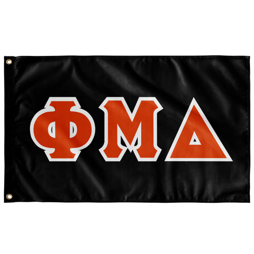 Phi Mu Delta Greek Block Flag - Black, Orange & White