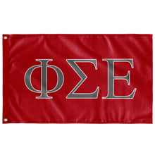 Load image into Gallery viewer, Phi Sigma Epsilon Fraternity Flag - Red, Silver Grey &amp; White