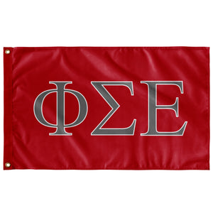 Phi Sigma Epsilon Fraternity Flag - Red, Silver Grey & White