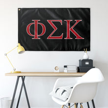 Load image into Gallery viewer, Phi Sigma Kappa Fraternity Flag - Black, Red &amp; White