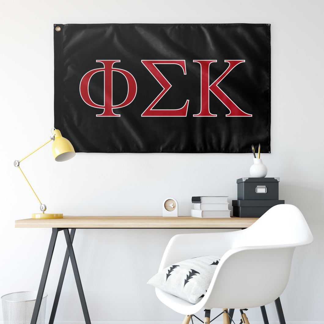 Phi Sigma Kappa Fraternity Flag - Black, Red & White