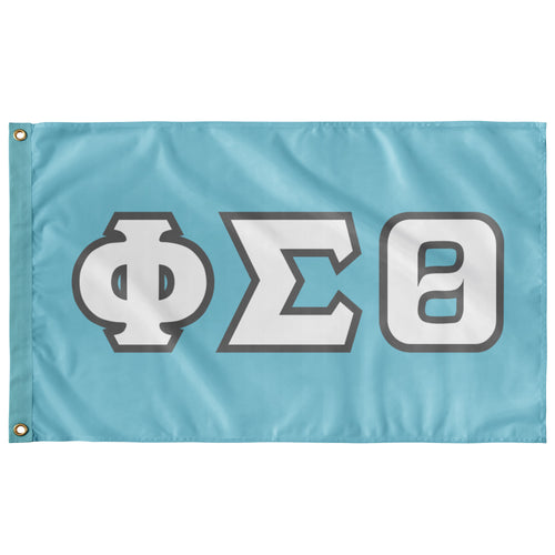 Phi Sigma Theta Greek Block Flag - Aqua, White & Silver