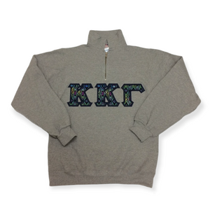 Kappa Kappa Gamma Quarter-Zip Stitch Letter Sweatshirt - Oasis