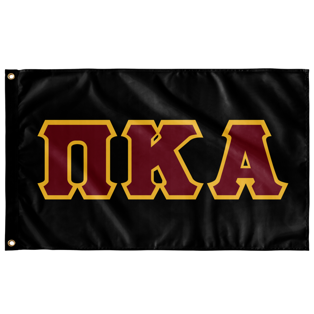 Pi Kappa Alpha Greek Letterform Flag - Black, Garnet & Yellow