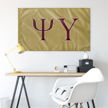 Load image into Gallery viewer, Psi Upsilon Fraternity Flag - Flax Gold, Foliage Rose &amp; White