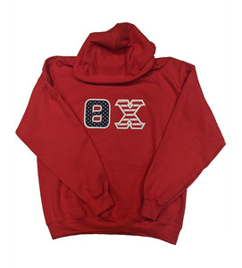 Theta Chi Fraternity Hoodie With American Flag Stitch Letters