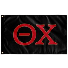 Load image into Gallery viewer, Theta Chi Fraternity Letters Flag - Black, Red &amp; Gold