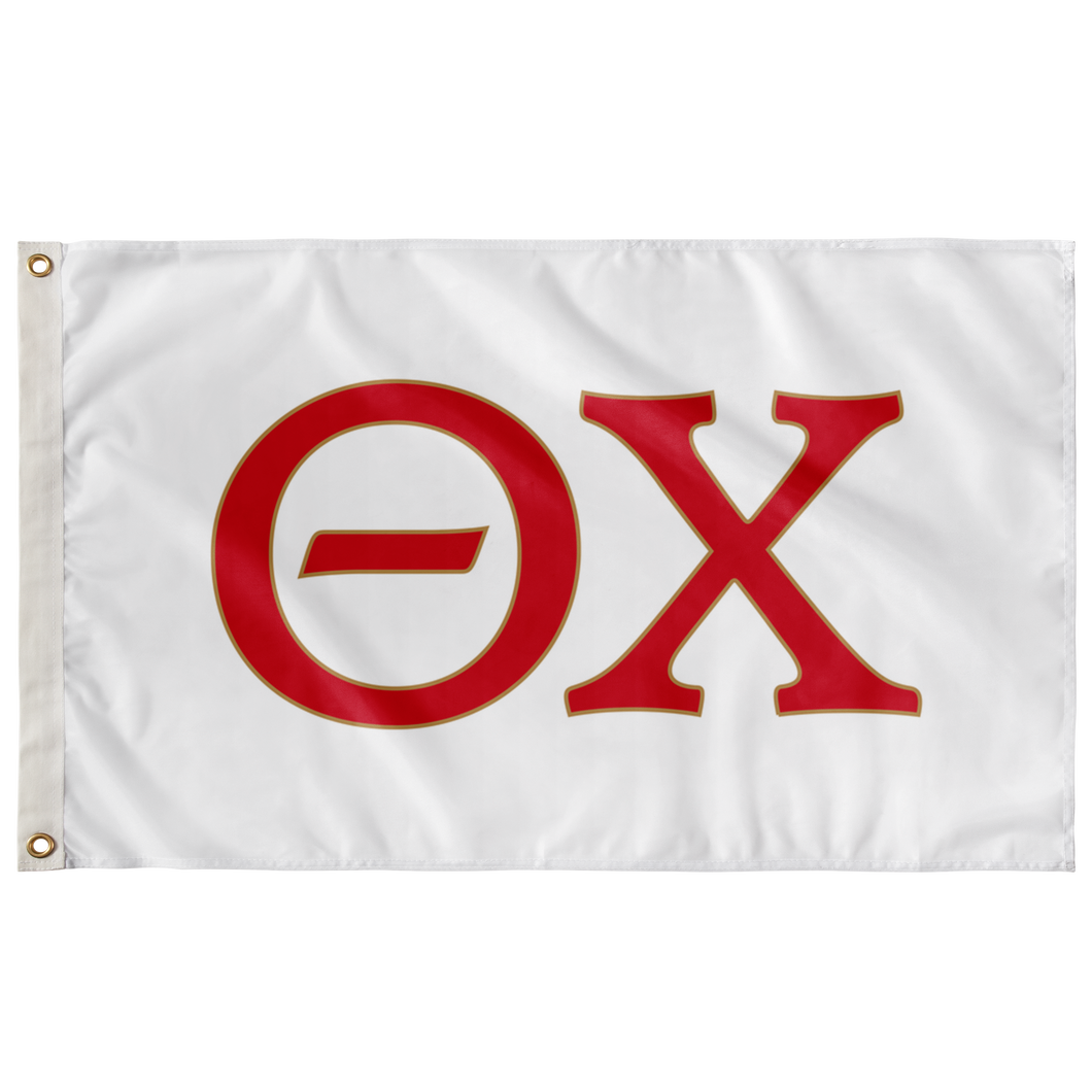 Theta Chi Fraternity Letters Flag - White, Gold & Red