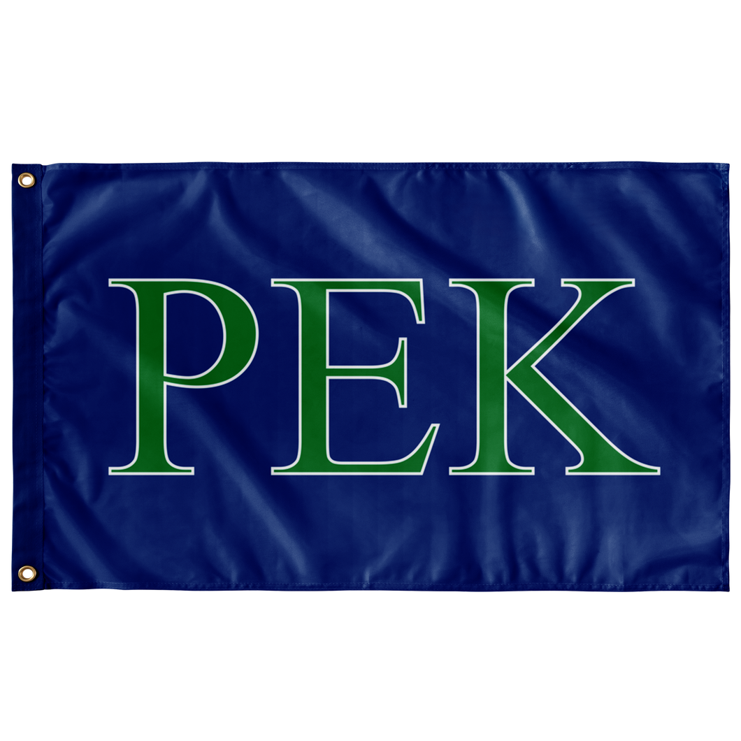 Rho Epsilon Kappa Greek Flag - Royal Blue, Kelly Green & White