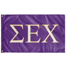 Load image into Gallery viewer, Sigma Epsilon Chi Fraternity Flag - Grape, White &amp; Light Gold