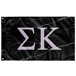 Sigma Kappa Black Marble Flag - Lavender & White