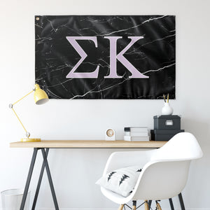 Sigma Kappa Black Marble Flag - Lavender & White