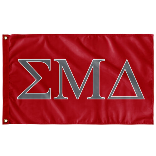 Sigma Mu Delta Fraternity Flag - Red, Metal and White