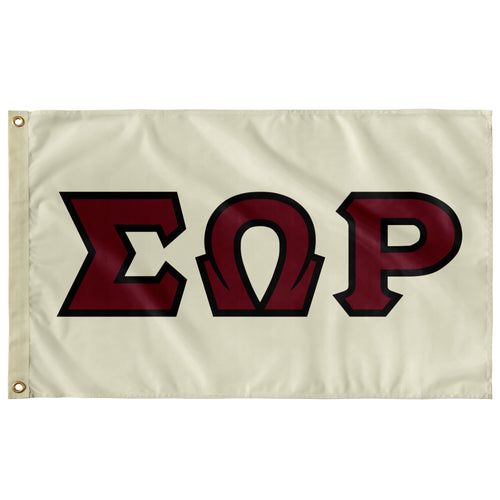 Sigma Omega Rho Greek Block Flag - Cream, Foliage Rose & Black