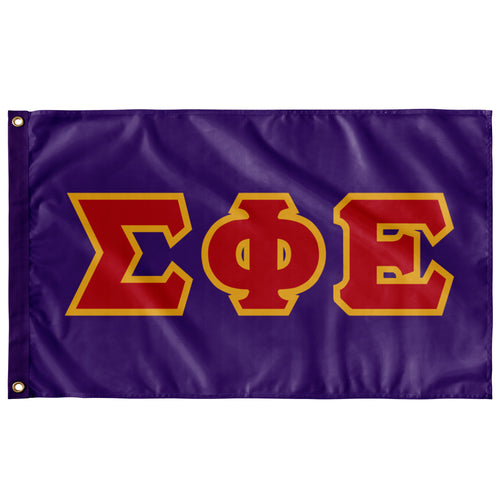 Sigma Phi Epsilon Greek Block Flag - Purple, Red & Light Gold